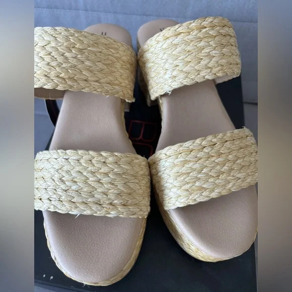 No Boundaries Women's Beige Woven Platform Sandals Size 11 - Picture 5 of 11